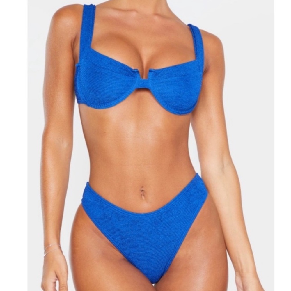 PrettyLittleThing Blue Crinkle Bikini